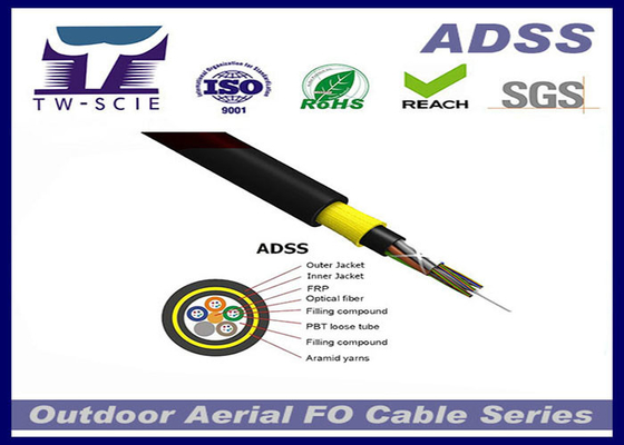 ডাবল জ্যাকেট মাল্টি কোর G657A2 ADSS লুজ টিউব ফাইবার অপটিক ক্যাবলের সাথে চমৎকার AT পারফরম্যান্স