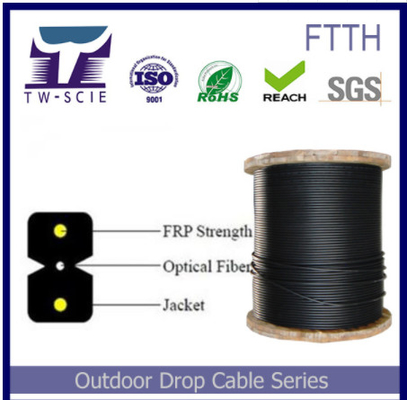 FTTH 2 কোর ইন্ডোর শিল্ড ফাইবার অপটিক কেবল, ফাইবার ড্রপ কেবল লে