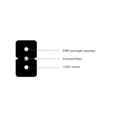 ইনডোর FTTH ড্রপ ক্যাবল, FRP শক্তি Memeber, 1-12F,Choice Of OS2/OM2/OM3/OM4,LSZH