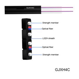 GJXH4C ড্রপ কেবল ইনডোর FTTH ড্রপ কেবল 2 কোর একক মোড ফাইবার অপটিক কেবল