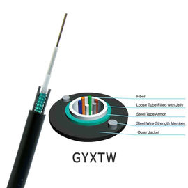 GYXTW কেন্দ্রীয় লুজ টিউব একক মোড অপটিকাল ফাইবার কেবল কালো বহিরঙ্গন মেশিন রঙ ক্রাশ প্রতিরোধের