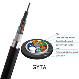 GYTA/GYTA53 স্ট্র্যান্ডেড আউটডোর ফাইবার অপটিক কেবল স্টিল ওয়্যার মেটালিক স্ট্রেংথেন মেম্বার উইথ সিঙ্গেল মডেল