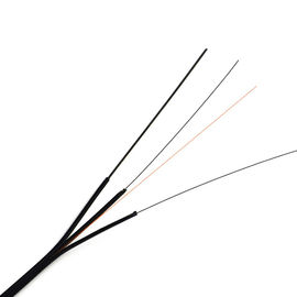1-4 কোর FTTH ড্রপ কেবল এফআরপি / ইস্পাত শক্তি সদস্য আচ্ছাদিত ফ্ল্যাট অপটিক্যাল কেবল