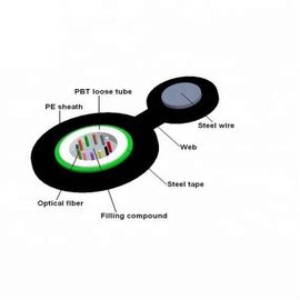 GYXTC8S HDPE কালো বাইরের শীথ আউটডোর ফাইবার অপটিক কেবল ইউনি-টিউব চিত্র 8 আকৃতির একক তারের মেসেঞ্জার