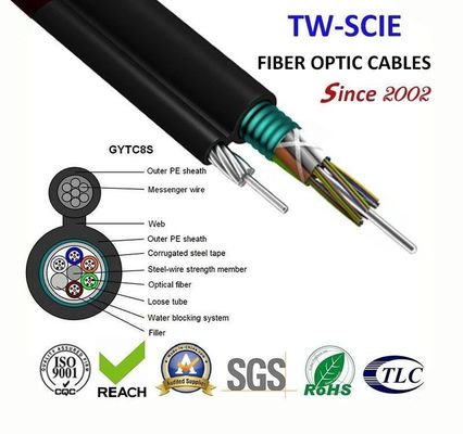 OEM 8 12 24 Core FIG8 সেল্ফ সাপোর্টিং এরিয়াল ফিগার 8 ফাইবার অপটিক কেবল(GYTC8S)